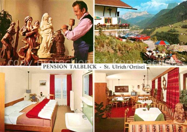 Ortisei St Ulrich Pension Talblick Holzschnitzfiguren Pan