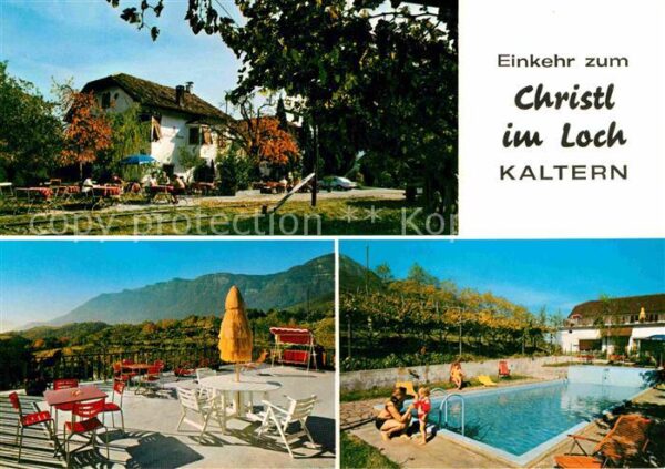 Kaltern Weinstrasse Tirol Pension Christl im Loch Terrasse Swimmi