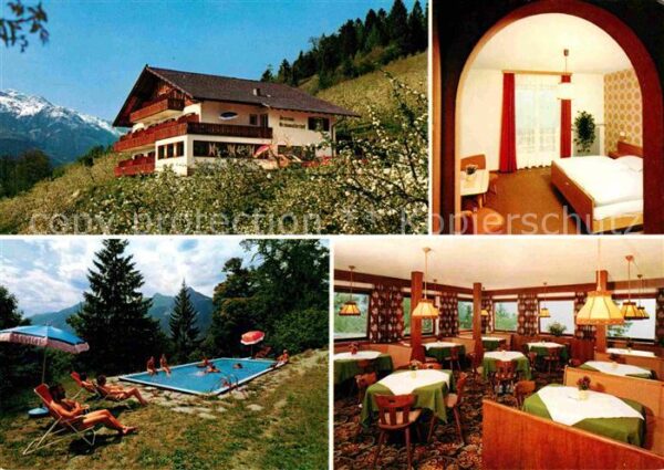 Schenna Meran Pension Grünwalderhof Gastraum Fremdenz