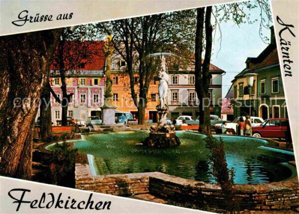 Feldkirchen Kaernten Brunnen Mariensäule Patrizierhäuser am