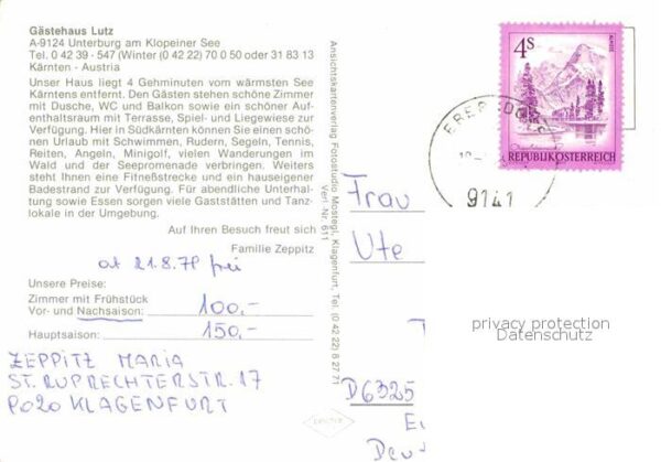 Unterburg Klopeinersee Gästehaus Lutz Fliegeraufnahme – Bild 2