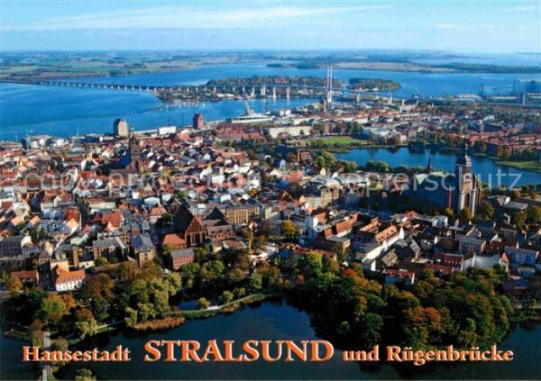 Stralsund Mecklenburg Vorpommern Fliegeraufnahme Rügenbrücke
