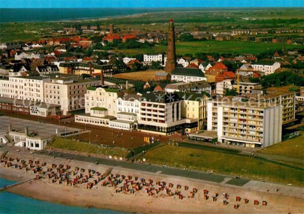 Borkum Fliegeraufnahme Badestrand und Kurprome