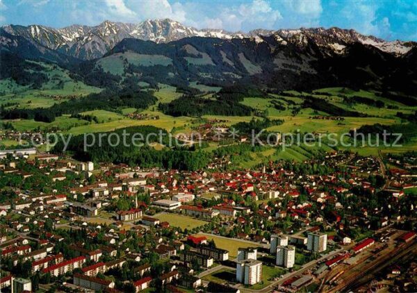 Sonthofen Oberallgaeu Fliegeraufnahme mit Daumengruppe Nebelh