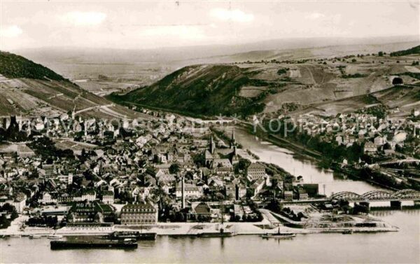 Bingen Rhein Fliegeraufnahme mit Nahemündung