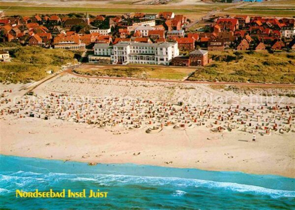 Juist Nordseebad Fliegeraufnahme mit Strand