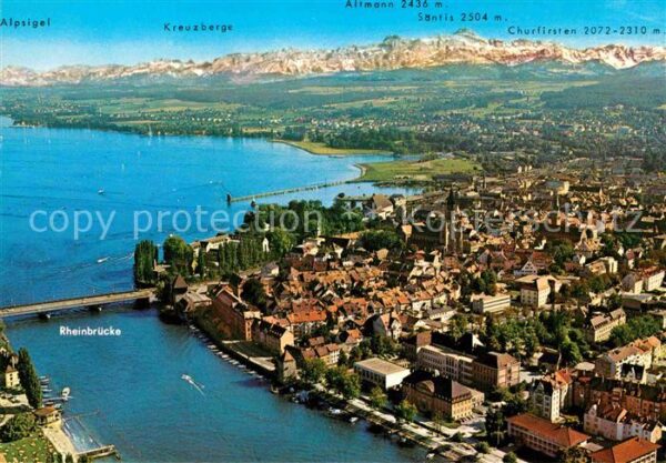 Konstanz Bodensee Fliegeraufnahme mit Rheinbrücke