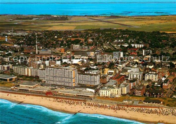 Westerland Sylt Fliegeraufnahme mit Strand und Promenad