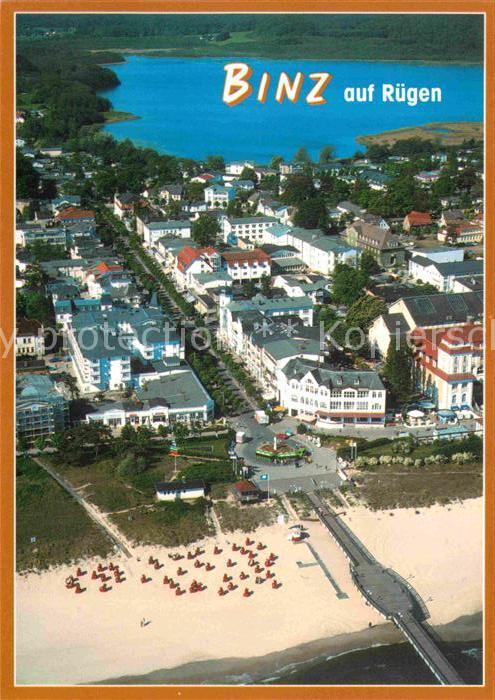 Binz Ruegen Fliegeraufnahme mit Strand und Seebrück
