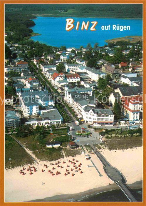Binz Ruegen Fliegeraufnahme mit Strand und Seebrück