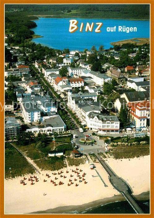 Binz Ruegen Fliegeraufnahme mit Strand Seebrücke