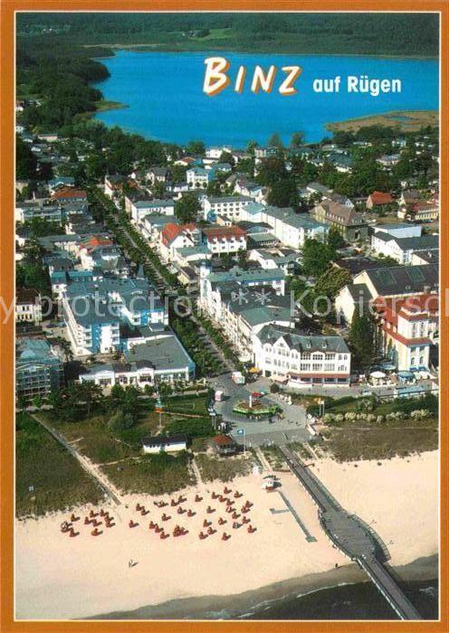 Binz Ruegen Fliegeraufnahme mit Strand Seebrücke