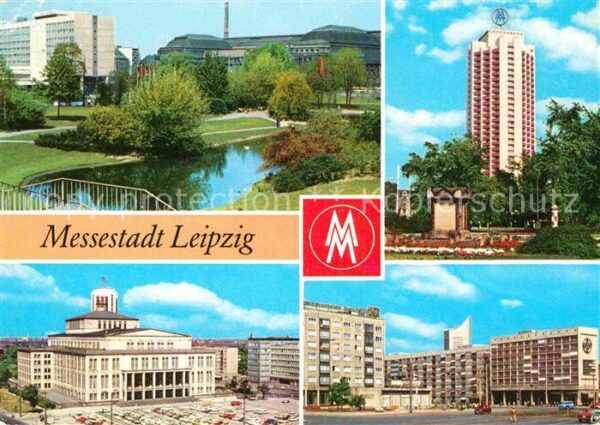 Leipzig Schwanenteich mit Interhotel Stadt-Leip