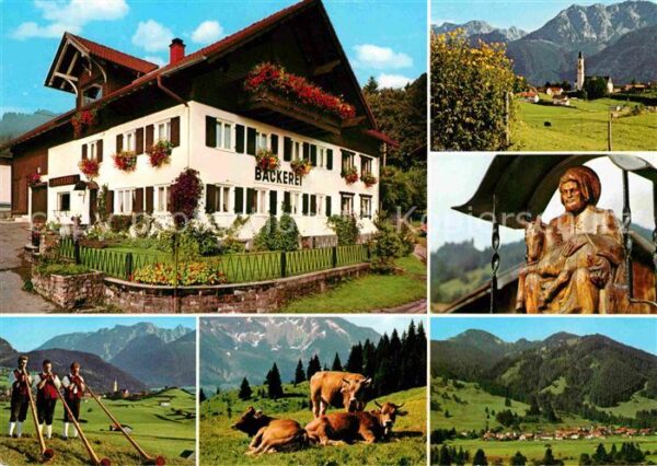 Kappel Pfronten Bäckerei Teilansicht Vieh Alphornbläser