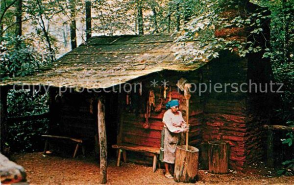 Cherokee North Carolina Cherokee Woman pounding corn