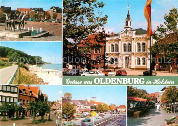 Oldenburg Holstein Brunnen Rathaus Strand Strassenpartie F