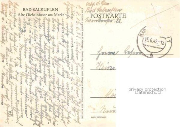Bad Salzuflen Alte Giebelhäuser am Markt Künstlerkart – Bild 2