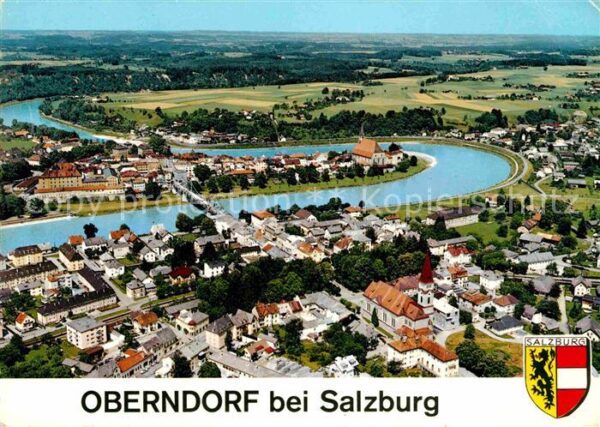 Oberndorf Salzburg Fliegeraufnahme mit Salzachpartie