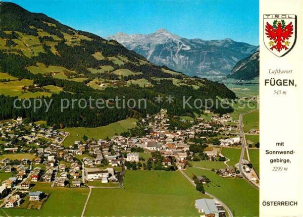 Fuegen mit Sonnwendgebirge Fliegeraufnahme