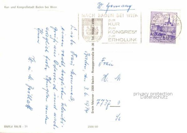 Baden Wien Kur und Kongress Stadt Fliegeraufnahme – Bild 2