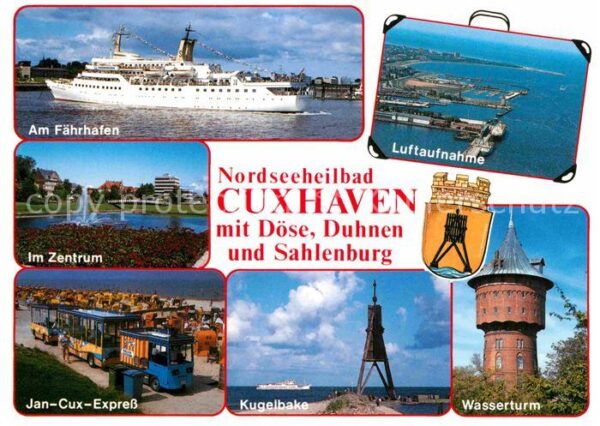 Cuxhaven Doese Nordseebad Wasserturm Fährhafen Jan-Cux-Expreß Flu