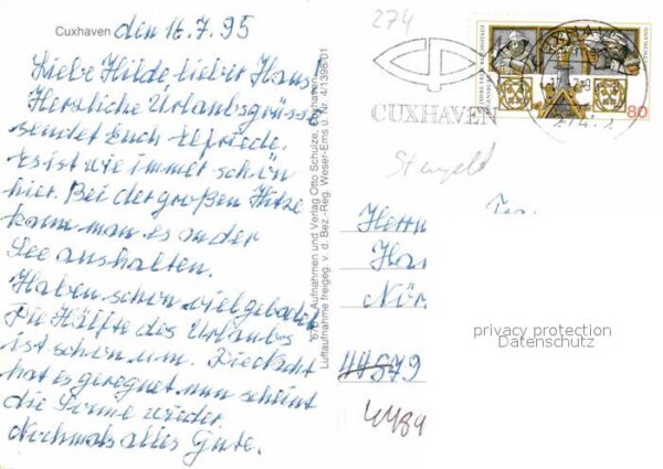 Cuxhaven Doese Nordseebad Wasserturm Fährhafen Jan-Cux-Expreß Flu – Bild 2