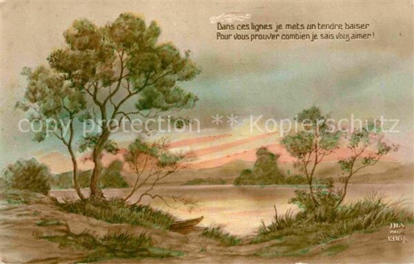 Verlag DIX Paris Nr. 1316/4 Bäume Natur Spruch
