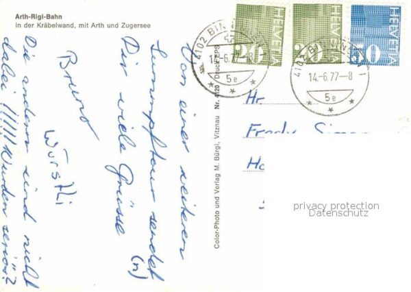 Zahnradbahn Arth-Rigi-Bahn Kräbelwand Arth Zugersee – Bild 2