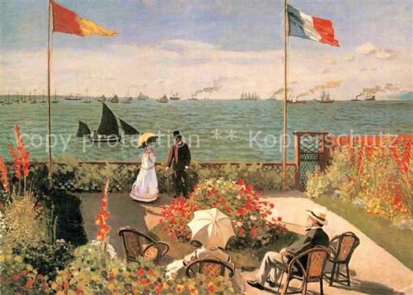 Kuenstlerkarte Claude Monet Terrasse an der See Sainte