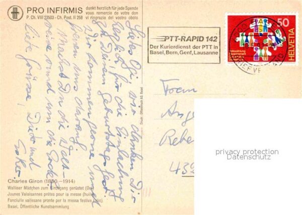 Kuenstlerkarte Charles Giron Walliser Mädchen zum Kirc – Bild 2