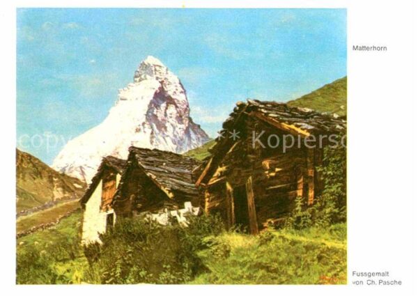 Kuenstlerkarte Ch. Pasche Matterhorn Fussgemalt