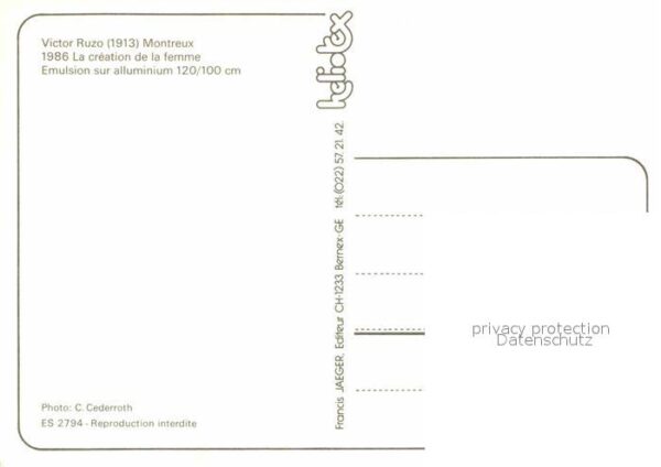 Kuenstlerkarte Victor Ruzo La creation de la Femme – Bild 2