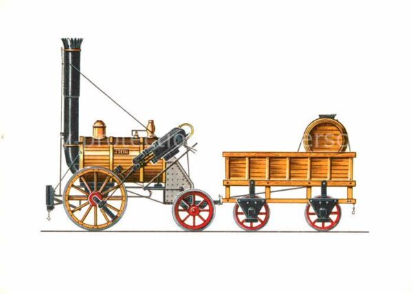 Lokomotive Rocket R. Stephenson 1829 Zeichnung Swo