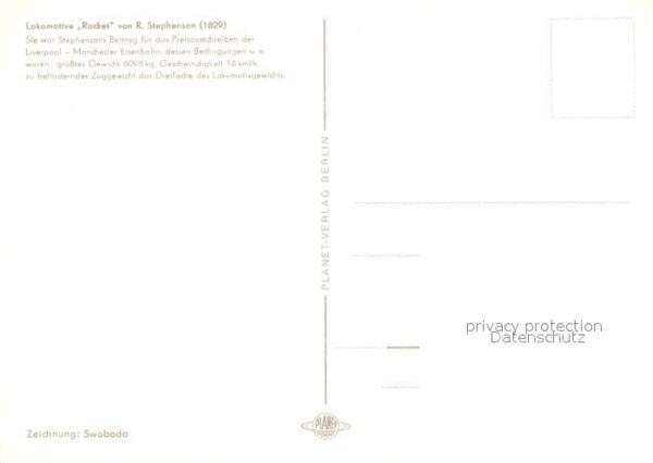 Lokomotive Rocket R. Stephenson 1829 Zeichnung Swo – Bild 2