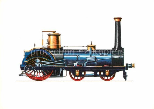 Lokomotive Schnellzug-Lokomotive Blitz 1857 Zeichn