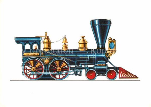 Lokomotive Chicago-Western-Bahn 1867 Zeichnung Swo