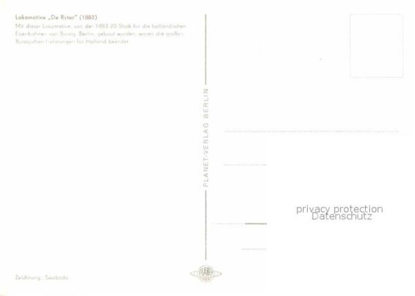 Lokomotive De Ryter 1883 Zeichnung Swoboda – Bild 2