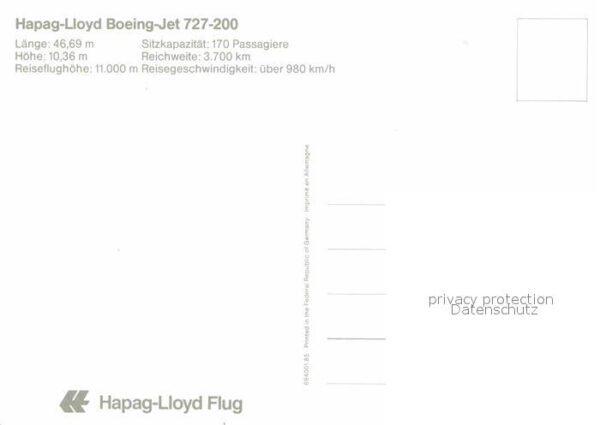 Flugzeuge Zivil Hapag-Lloyd Boeing-Jet 727-200 – Bild 2