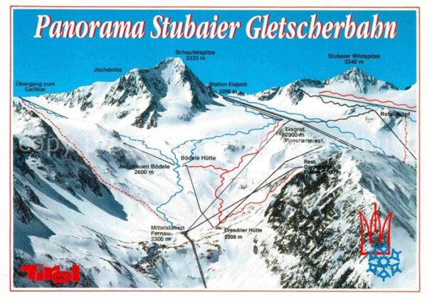 Seilbahn Panoramakarte Stubaier Gletscherbahn St