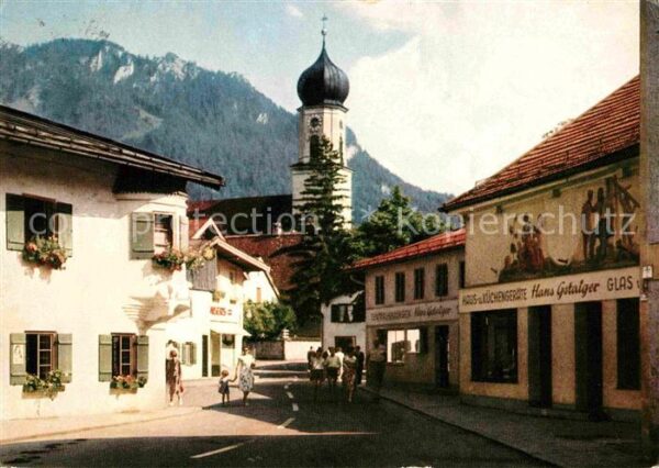 Oberammergau Dorfpartie mit Pfarrkirche