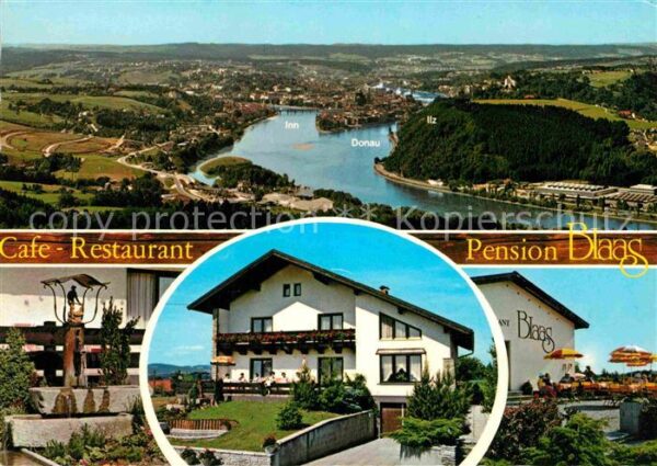 Haibach Schaerding Panorama mit Inn Donau Ilz Cafe Restaur