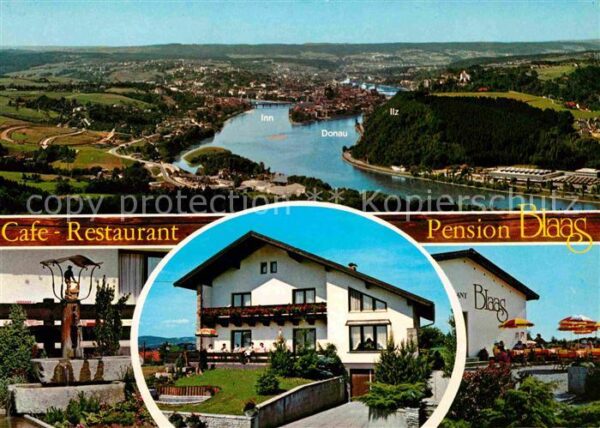 Haibach Schaerding Panorama mit Inn Donau Ilz Cafe Restaur