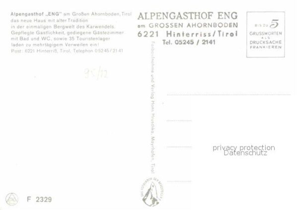 Eng Hinterriss Tirol Alpengasthof Eng mit Gr Ahornboden – Bild 2