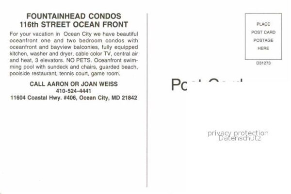 Ocean City Maryland Fountainhead Condos Oceanfront – Bild 2
