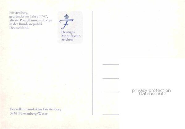 Fuerstenberg Weser Porzellanmanufaktur Markenzeichen – Bild 2