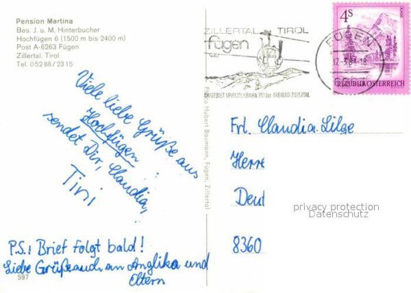 Fuegen Pension Martina Winterpanorama Alpen – Bild 2