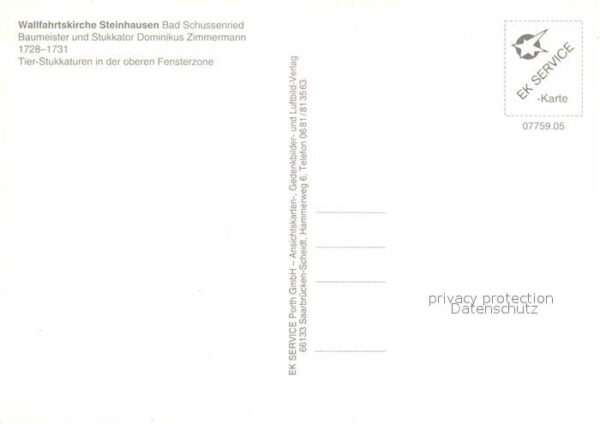 Steinhausen Bad Schussenried Wallfahrtskirche Baumeister Stukkator D – Bild 2