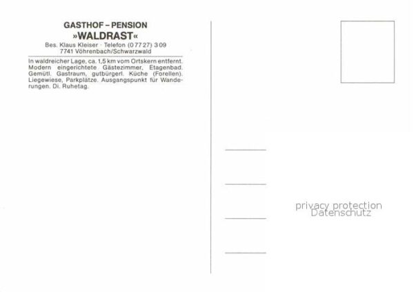 Voehrenbach Gasthof Pension Waldrast im Schwarzwald – Bild 2