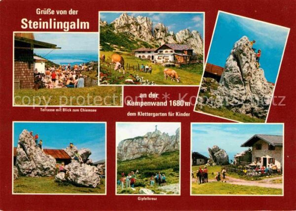 Kampenwand Chiemgau Steinlingalm Terrasse mit Blick zum Chi