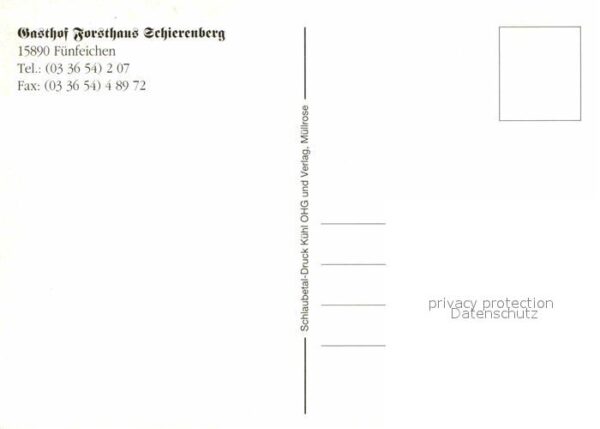 Fuenfeichen Eisenhuettenstadt Gasthaus Forsthaus Schierenberg – Bild 2